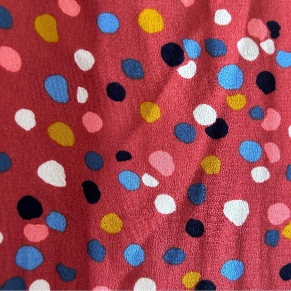 LOFT Women Maxi Dress 10 Burnt Orange Polkadots Front Button Long Sleeve Cottage - Picture 7 of 11